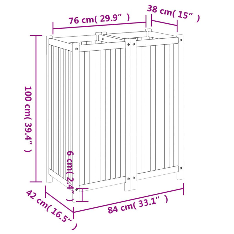 Olmeda Planter Box, 100cm H x 84cm W x 42cm D