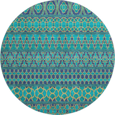 Premium Machine Washable Prisco Teal Rug