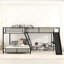 Lit superposé noir en forme de L avec bureau intégré et éléments délicieux - Métal pour les moments en famille