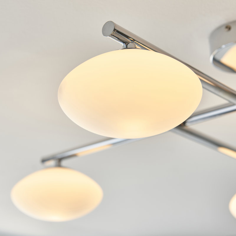Myakka Glass Semi Flush Mount, Chrome, Matt Opal
