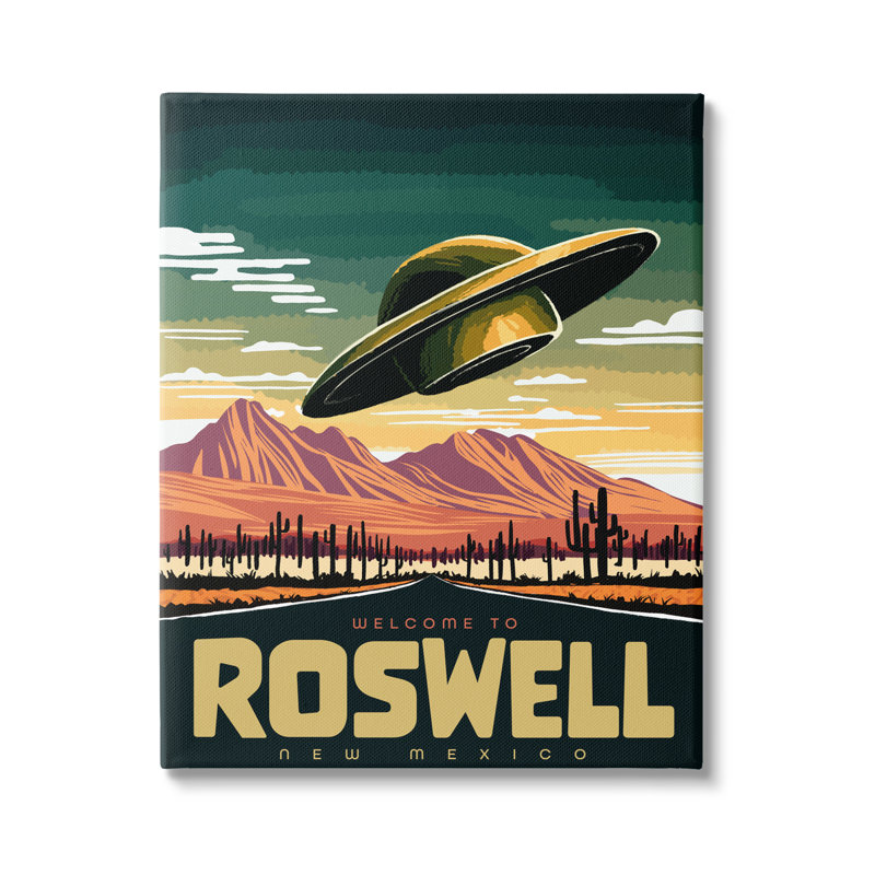 Aw-267-Canvas, Welcome Roswell New Mexico UFO sur toile par Ziwei Li, impression, H 40 po x l 30 po x P 1,5 po
