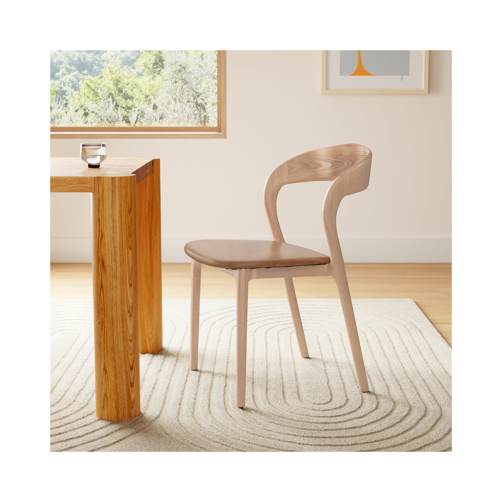 Kayla Leather Dining Chair, Sonoma Butterscotch Top Grain Leather, Natural
