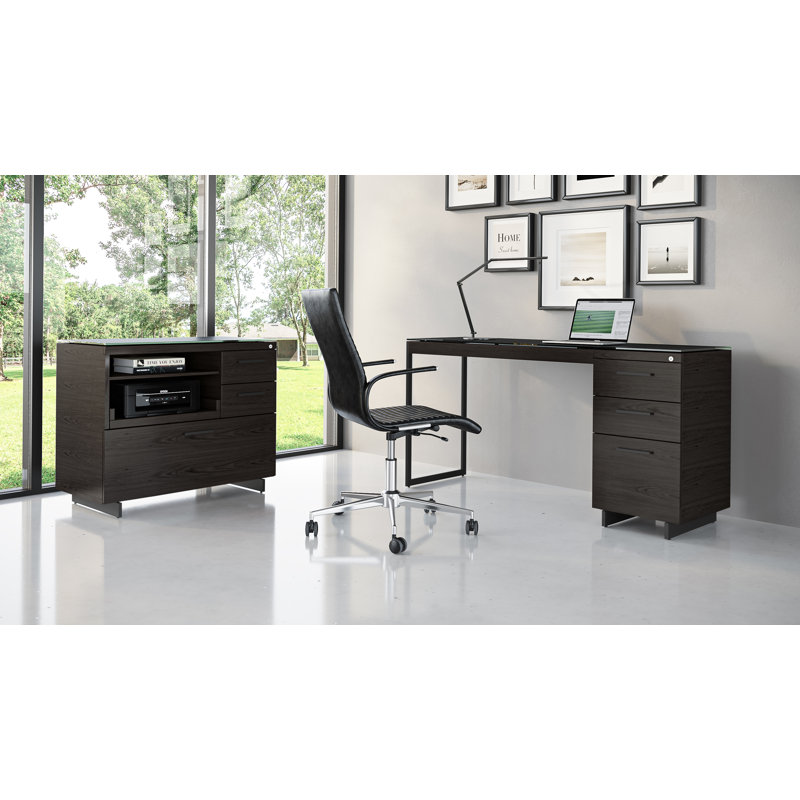 Sequel 20 3 - Drawer File Cabinet, Charcoal Stained Ash/Black