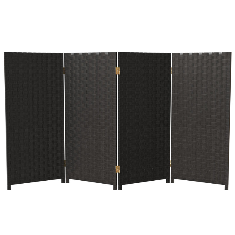 3 Ft. Tall Woven Fiber Room Divider, Black, 4