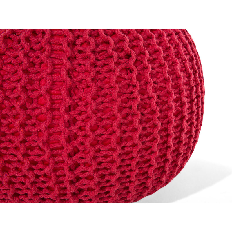 Bentall 40cm Wide Round Pouf Ottoman, Red