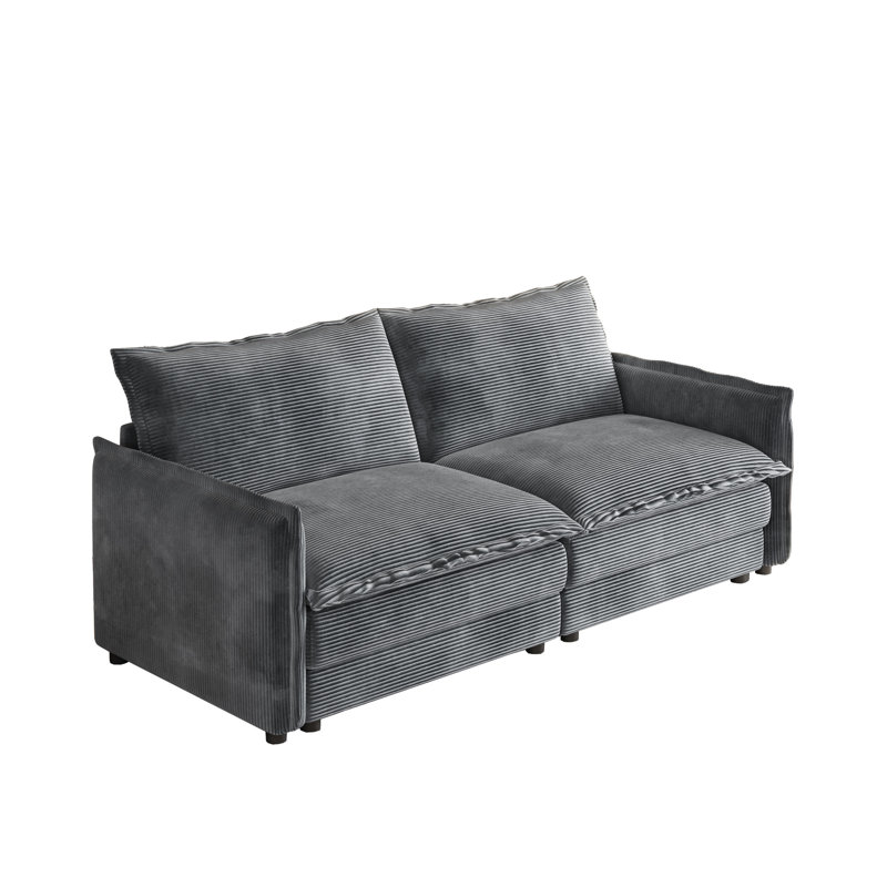 2 Grey Corduroy For Living Room - Wood Construction High Fabric Upholstery Comfort Solid Sponge Filled Comfortable, Gray