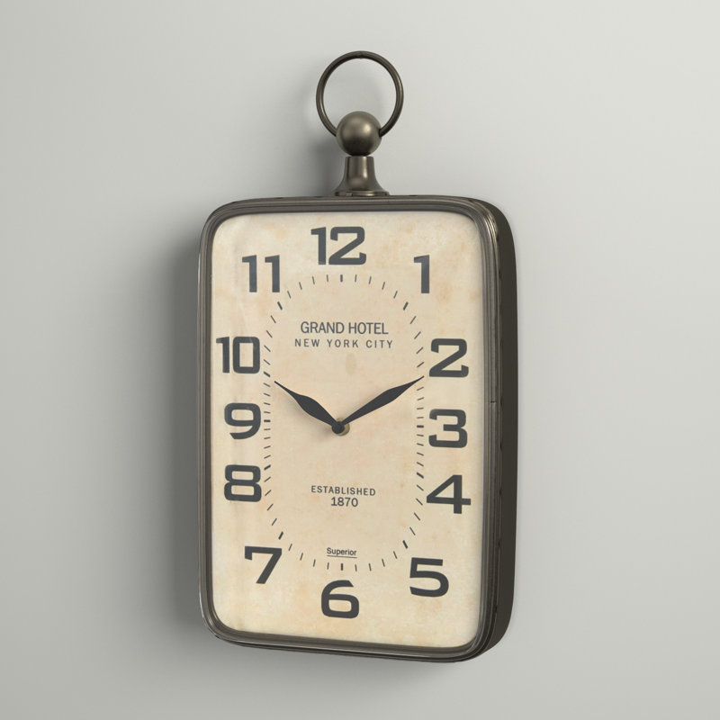 Rectangle Metal Hanging Wall Clock with Handle