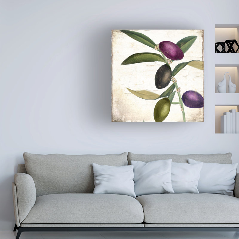 Art sur toile, rameau olive Sasha, H 14 po x l 14 po