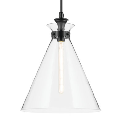 1 Light Updated Traditional Pendant with Glass