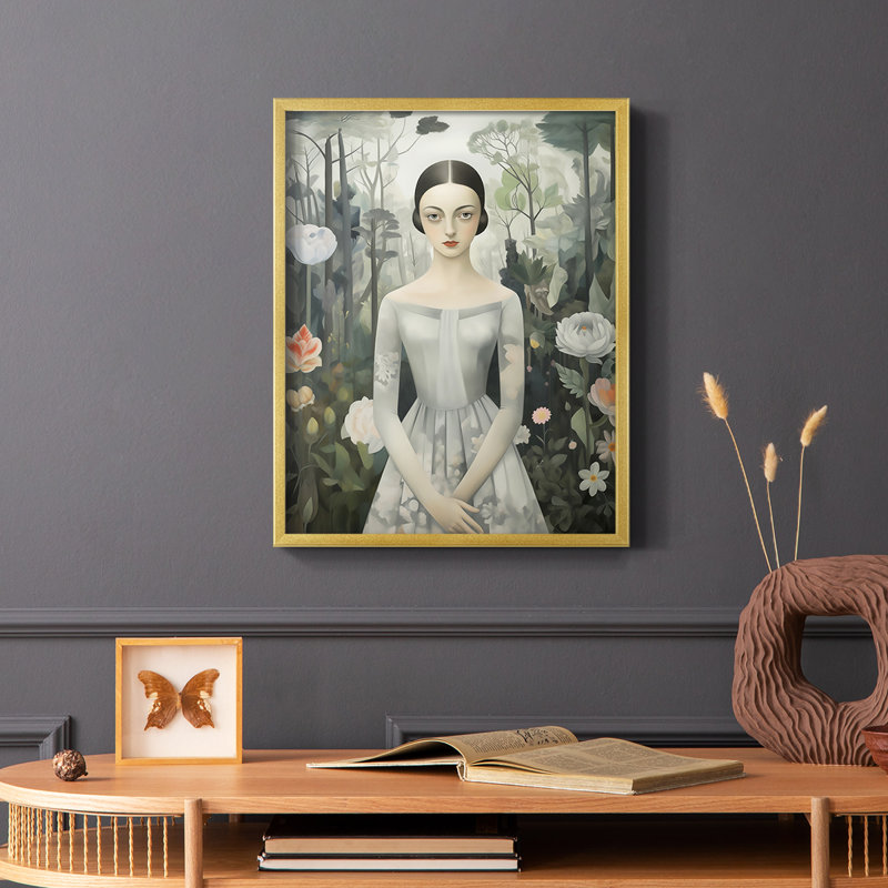 WOMEN Series DLII - reproduction encadrée de qualité supérieure - prête à être accrochée - aucun clou requis, Doré