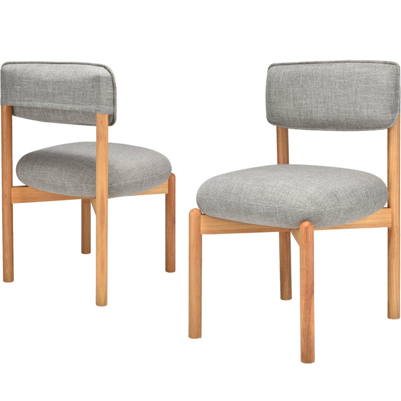 Ensemble de chaises de salle à manger modernes en mélange de lin et de kaki (ensemble de 2), Kaki