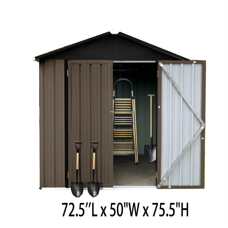 6 ft. W x 4 ft. D Metal Storage Shed, Brown
