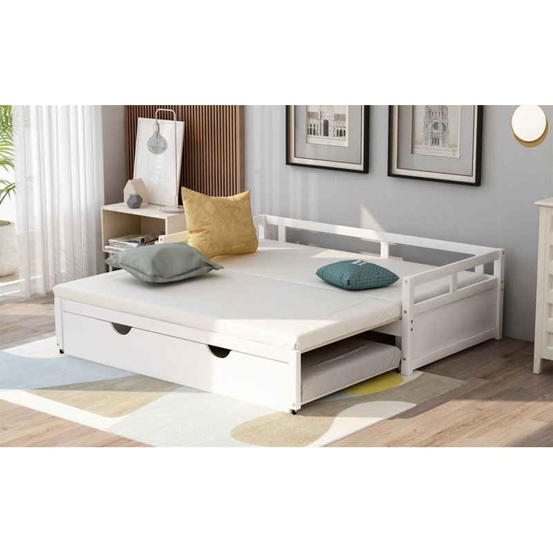 Lit de jour extensible avec couchette, Blanc