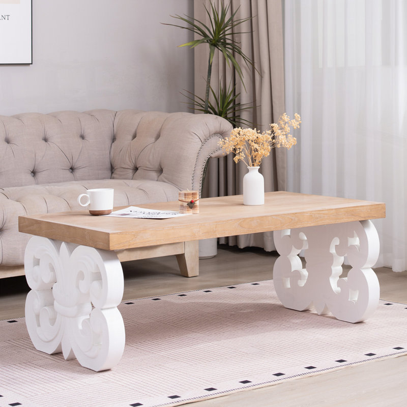 Table basse 47 po, Naturel + blanc