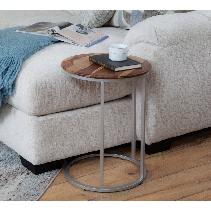Solid Mango Wood And Metal C-Table