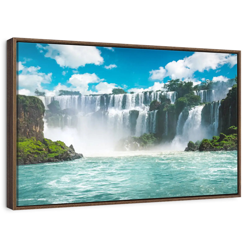 Enchanteresse des chutes d'Iguazu, Cadre flottant noyer, 40 po x 27 po