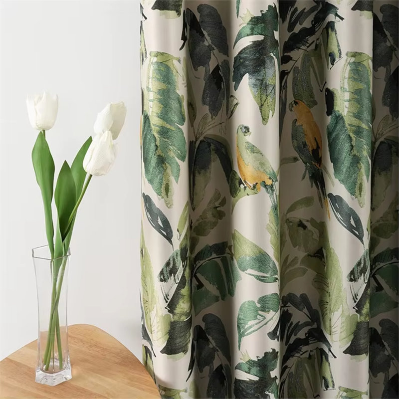 Leaves Pattern Blackout Window Curtain