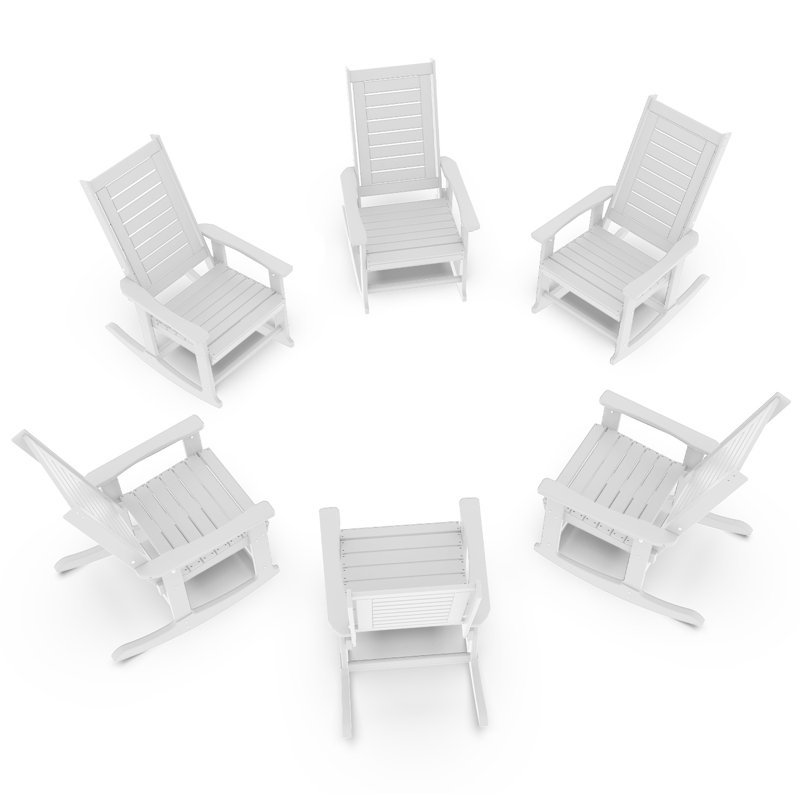 Chaise berçante d'extérieur Hdpe (ensemble de 6), White