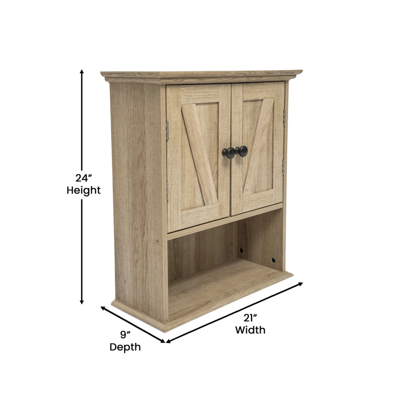 Dune Farmhouse Wall Mount Medicine Cabinet with Adjustable Shelf and Dual Doors, Natural