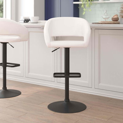 Amberlie Vinyl Adjustable Height Barstool with Rounded Mid-Back
