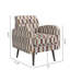 Chaise avec accoudoirs décorative à rayures brun clair, crème et rouge avec pieds en bois massif brun foncé