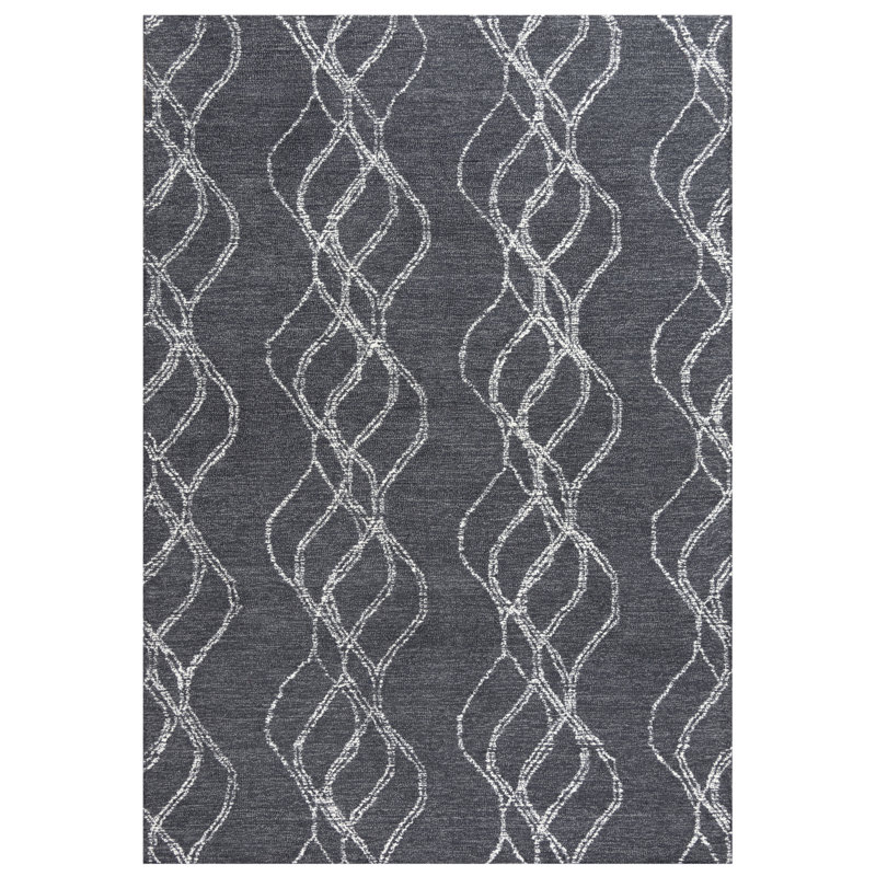 Tapis 100% laine touffeté à la main, Rectangle 7 pi 9 po x 9 pi 9 po