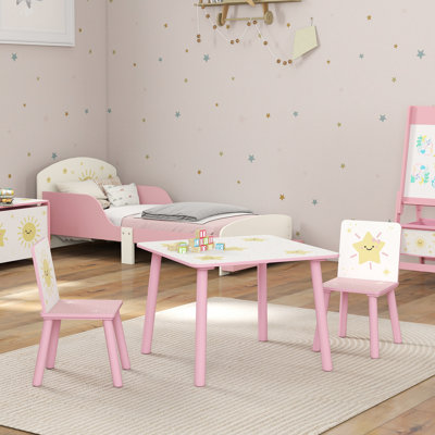 Kids 3 Piece Square Play Or Activity Table and Chair Set