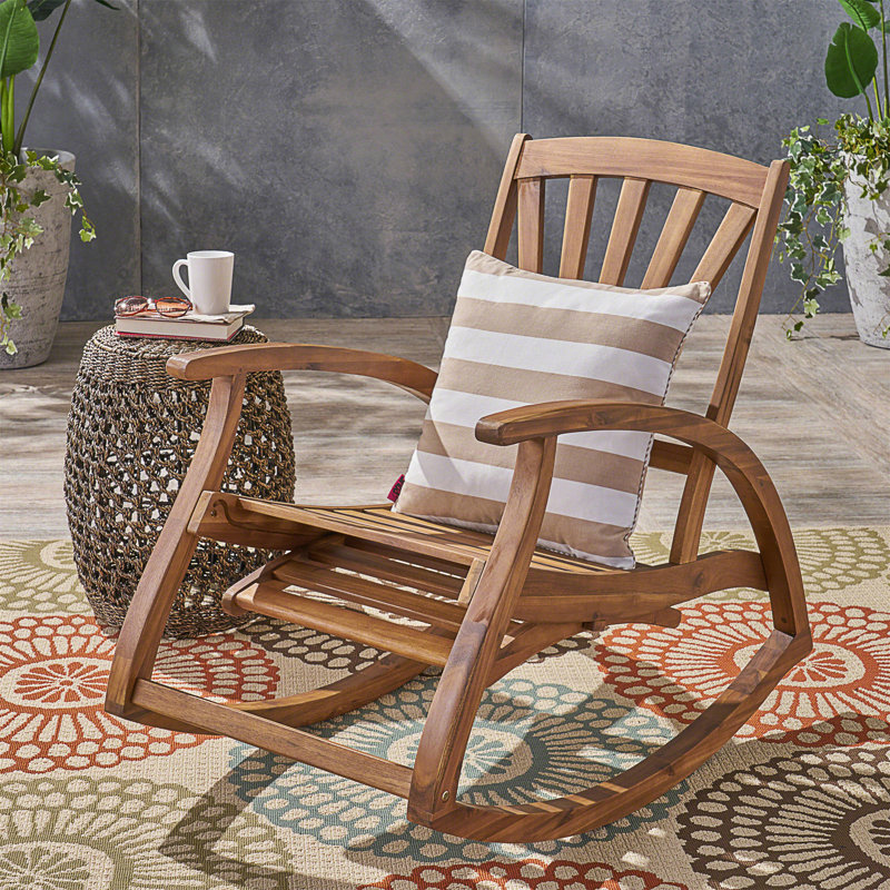 Chaise berçante d'extérieur en bois, Teck