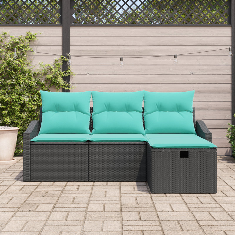 Ensemble de canapé avec coussin et rangement 4 pièces vidaXL, Noir, 4 pièces: 2 sièges d'angle, siège du milieu, re