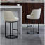 Ensemble de 2 tabourets de bar à hauteur de comptoir, tabourets de bar moderne avec dossier, tabourets de bar rembourrés en lin pour îlot de cuisine