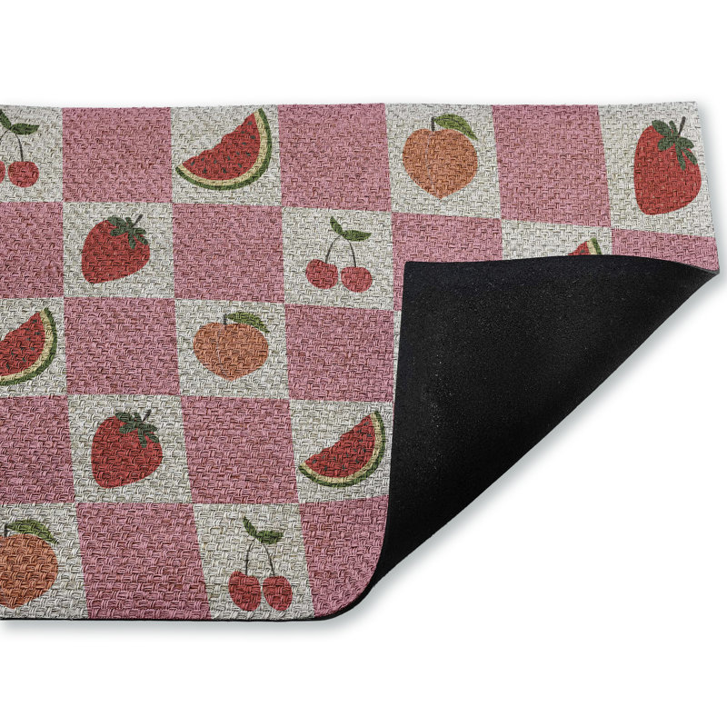 Tapis de porte rose à carreaux roses pour l'extérieur, par Lil 'Rue, 18 po x 30 po