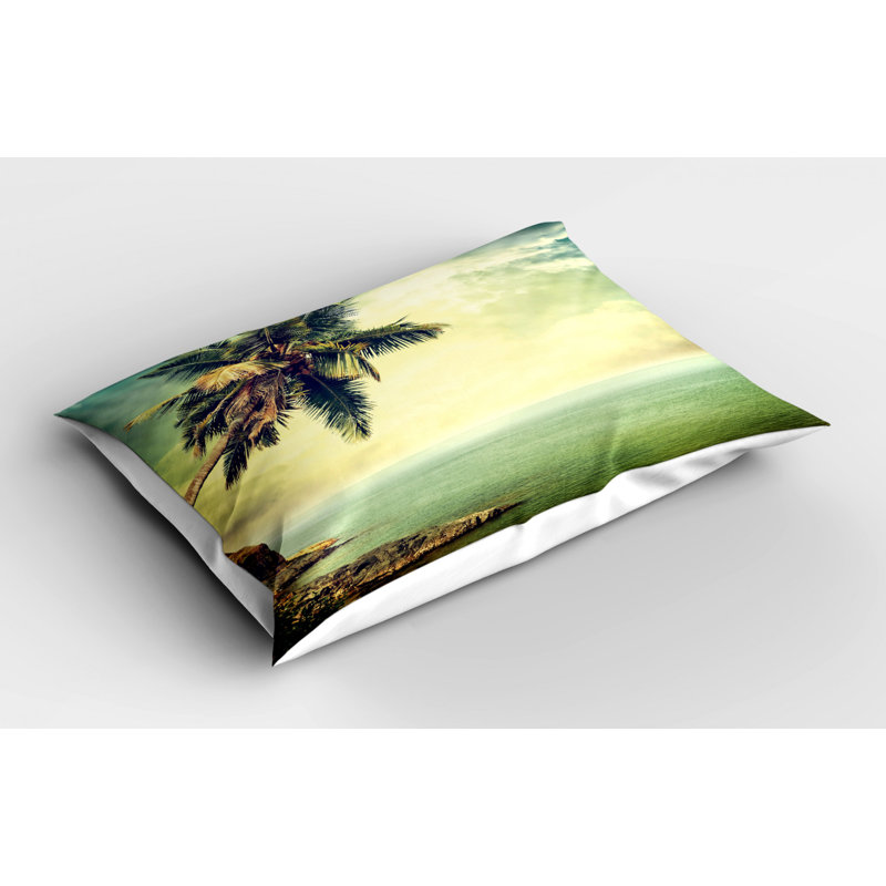Green/Cream Polyester Microfiber Piece Sham, Twin