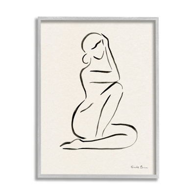 Minimal Nude Woman by Farida Zaman Floater Frame Print on Canvas