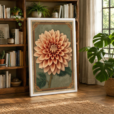 Dahlia Bloom Botanical - Wrapped Canvas