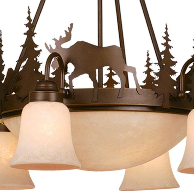 Kynslea 9 - Light Steel Dimmable Classic / Traditional Chandelier, Moose