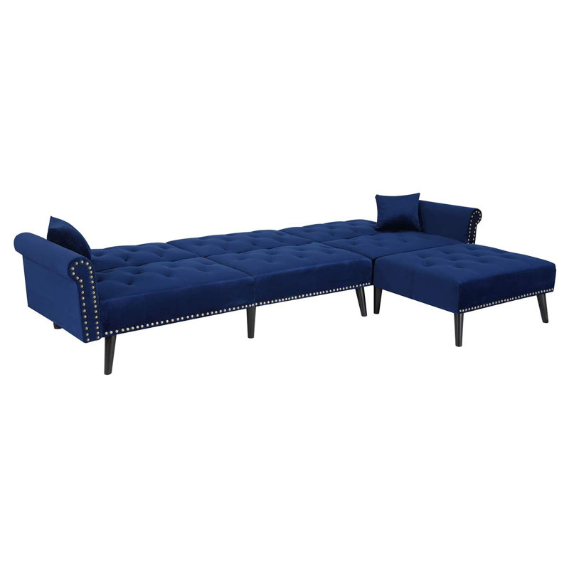 Canapé-lit 115 po, Velours bleu
