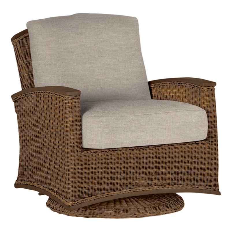 Outdoor Astoria Swivel Glider Wicker Chair with Cushions, Dove Sunbrella® Linen, Welt + Standard fill, Oyster