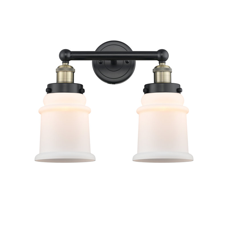 Cailen 2 - Light Dimmable Vanity Light, Matte White, Black Antique Brass