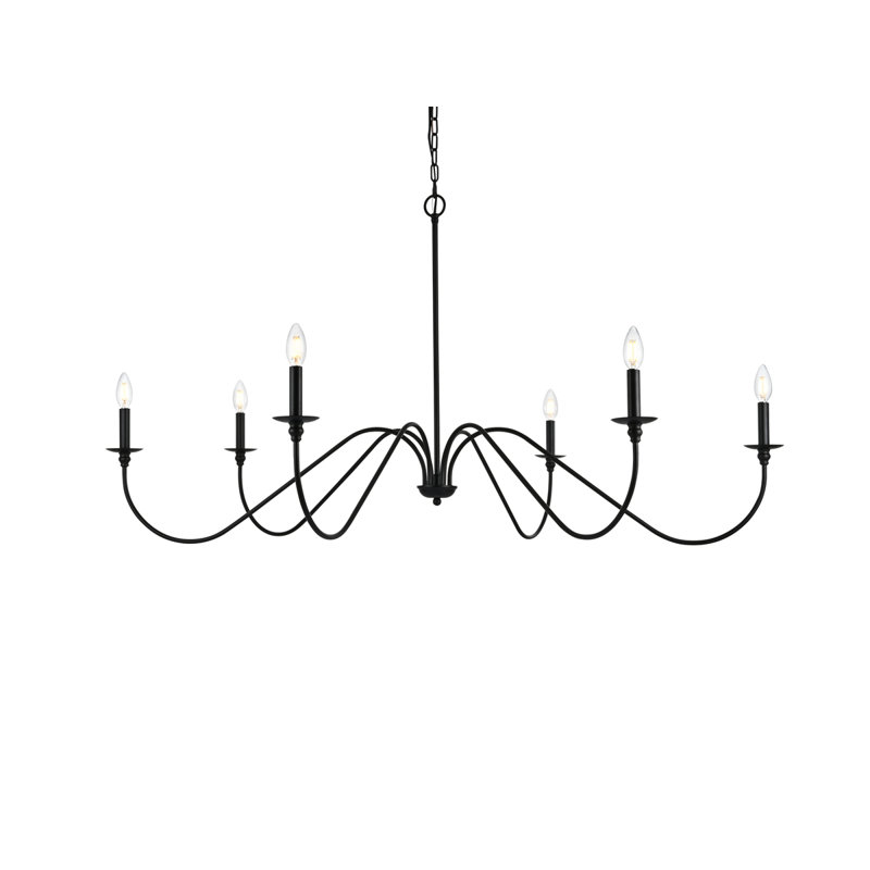 Lustre à intensité variable 6 lumières Sherree , H 28 po x l 54 po x P 54 po, Noir mat