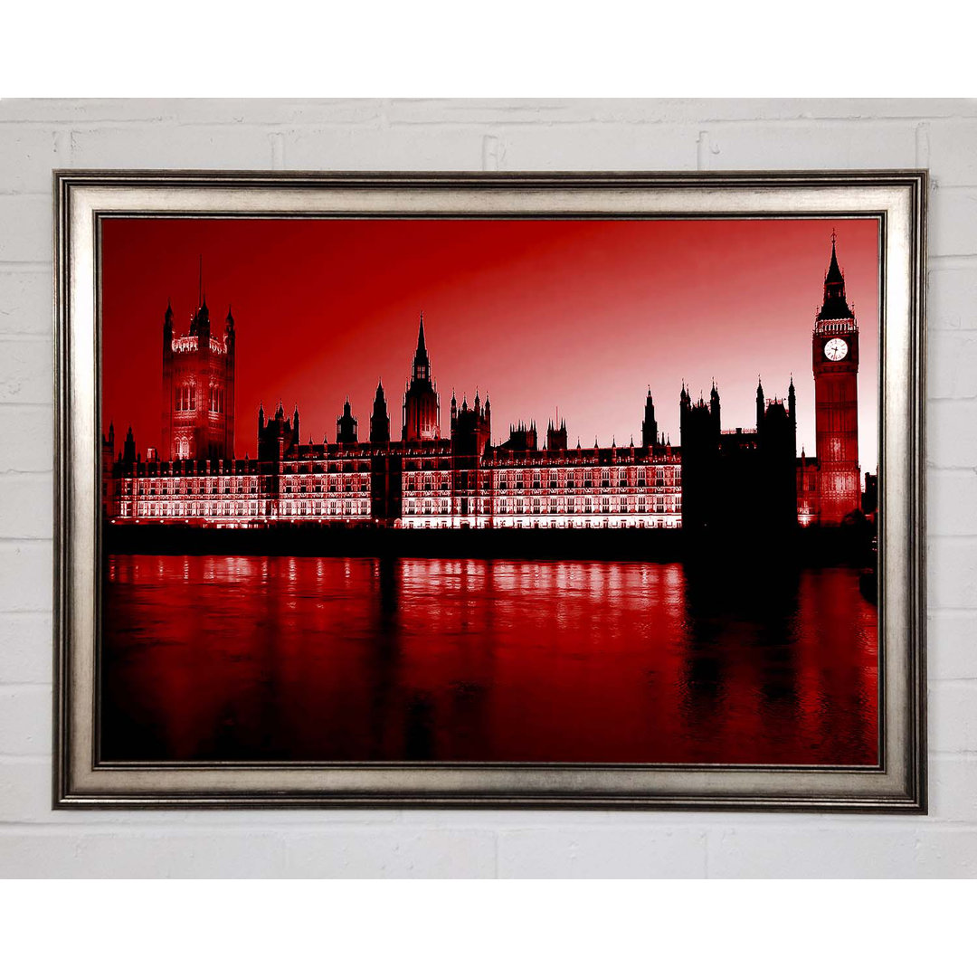 Gerahmtes Leinwandbild London Houses Of Parliament in Rot