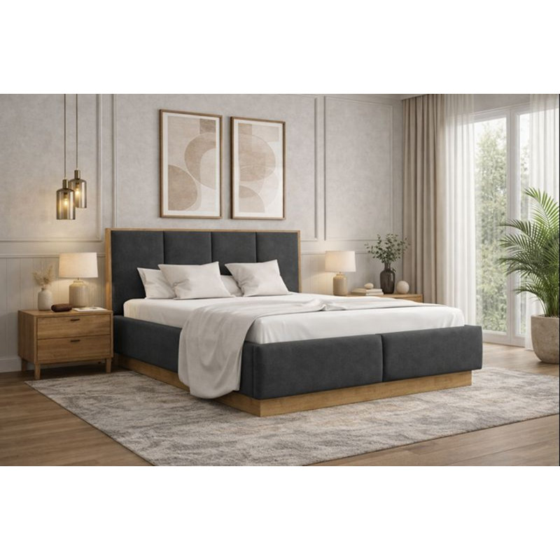 Upholstered Ottoman Storage Bed, Grey, Super King (6')