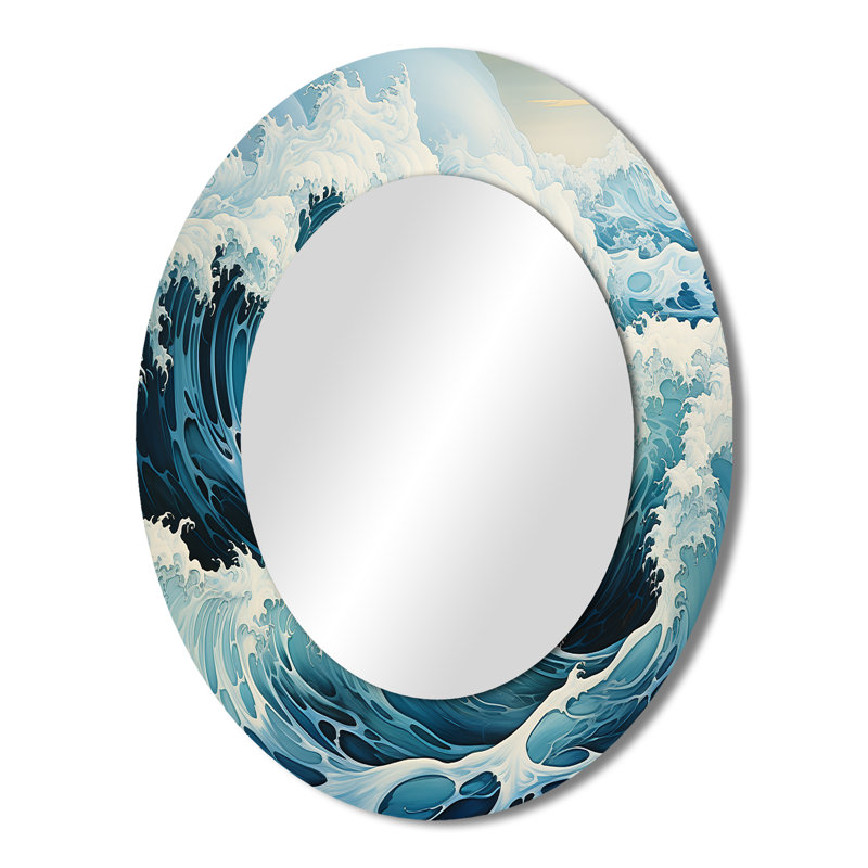 Miroir mural bleu sarcelle / océan, 43 po x 33 po