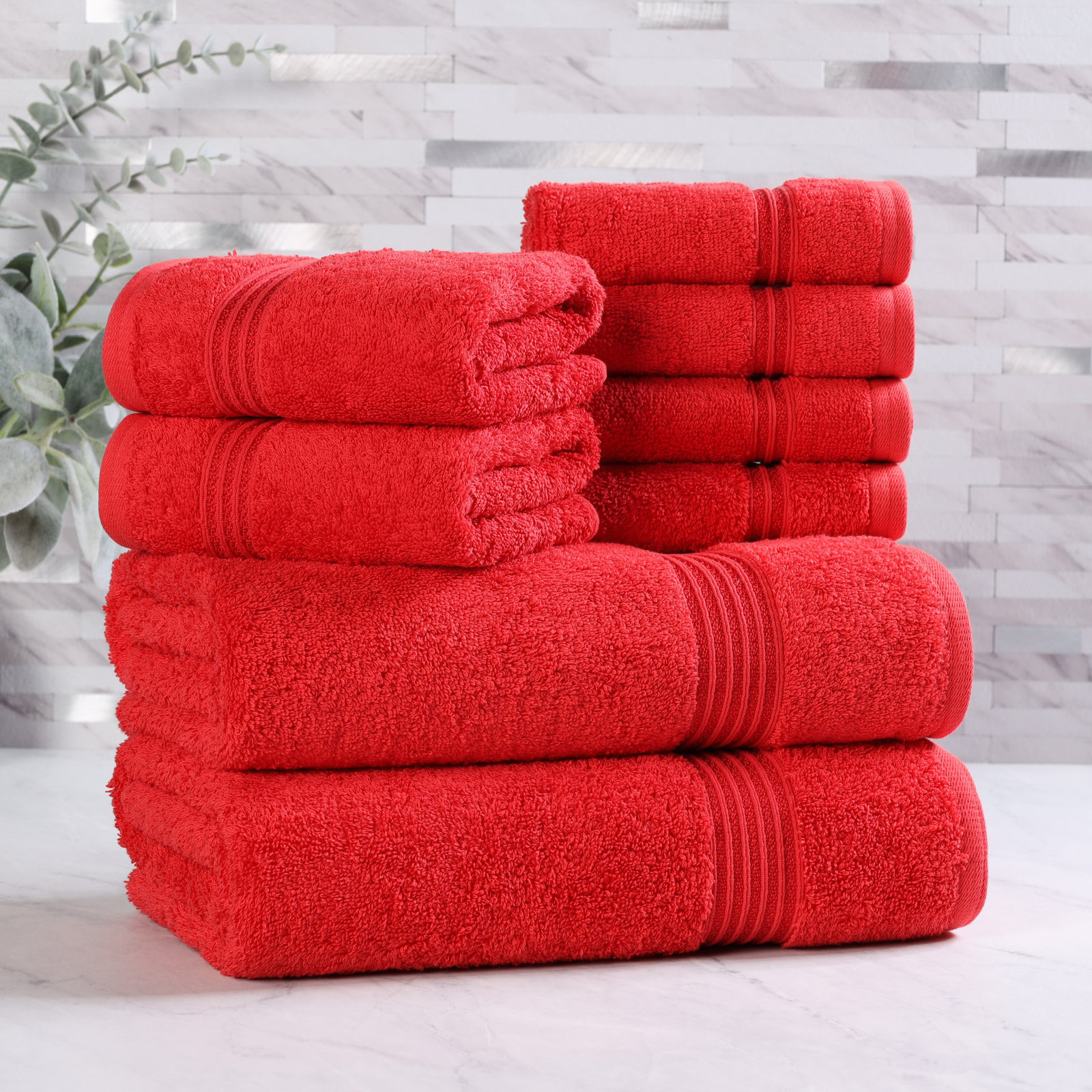 Alexia 8-Piece Egyptian Cotton Towel Set, Red