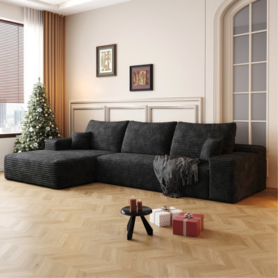 107" Cloud Sectional Couch With L-Shape Chaise,Modern Modular Sofa With Deep Seat, Upholstered Couches For Living Room Bedroom,No Assembly Required (Plush Corduroy Fabric)