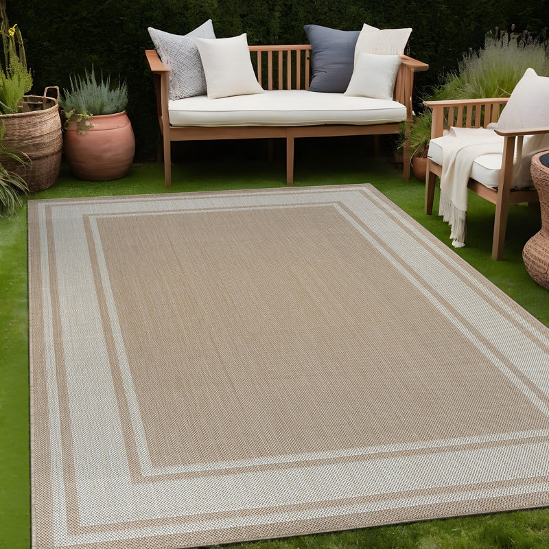 Tapis intérieur / extérieur beige Waikiki, Rectangle 5 pi x 7 pi