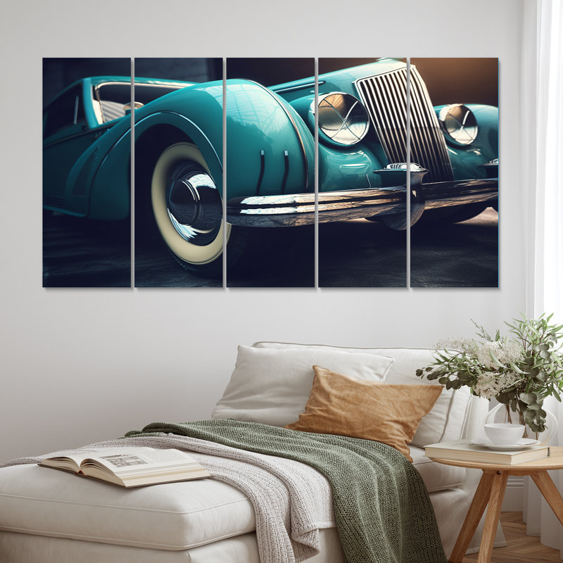 Vintage Oldtimer Classic Car Elegance VII - Art mural sur toile voitures classiques - 5 panneaux égaux