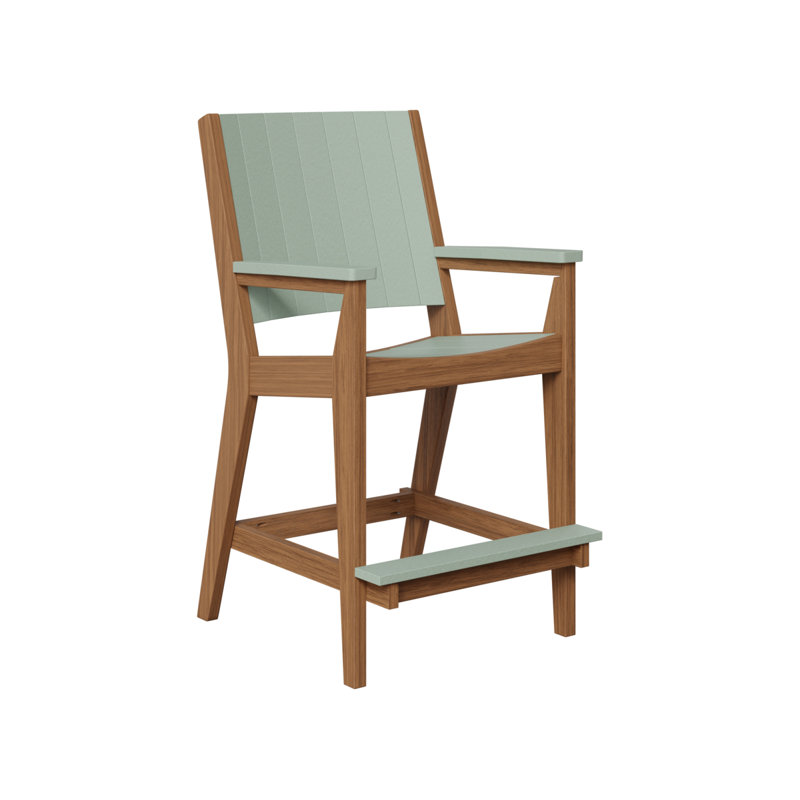Mayhew Outdoor Bar Stool, Antique Mahogany, Seafoam