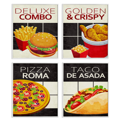 «Fast Food American Cuisine», ensemble de 4 giclées encadrées, design par Kim Allen