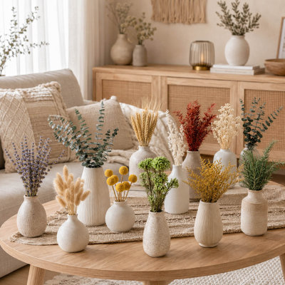 12 Variety Natural Dried Flower Set with Lavender, Eucalyptus and Bunny Tails