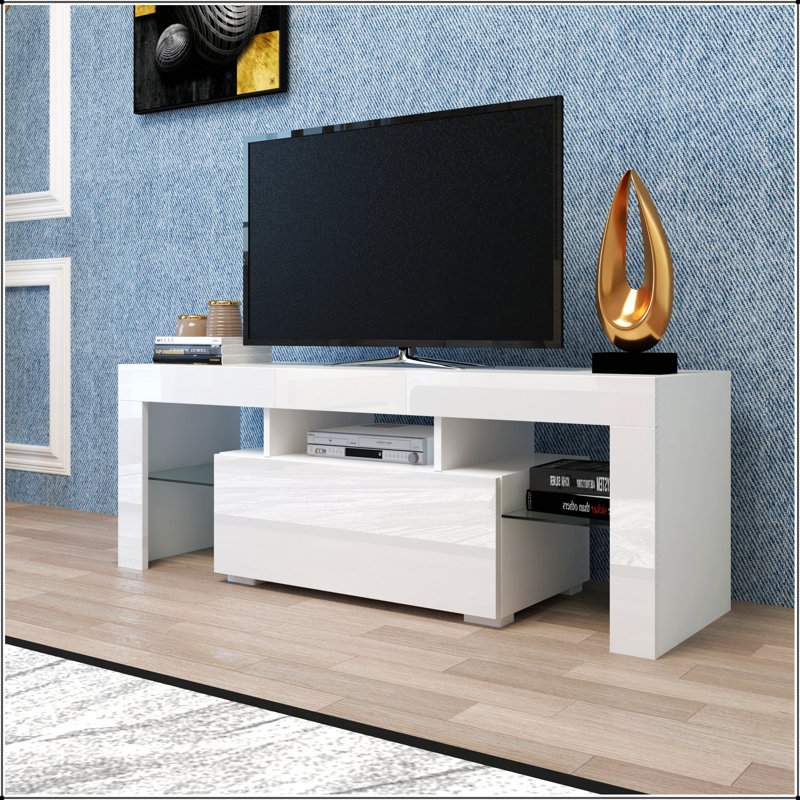 Entertainment TV Stand, Large TV Stand TV Base Stand with LED Light TV Cabinet